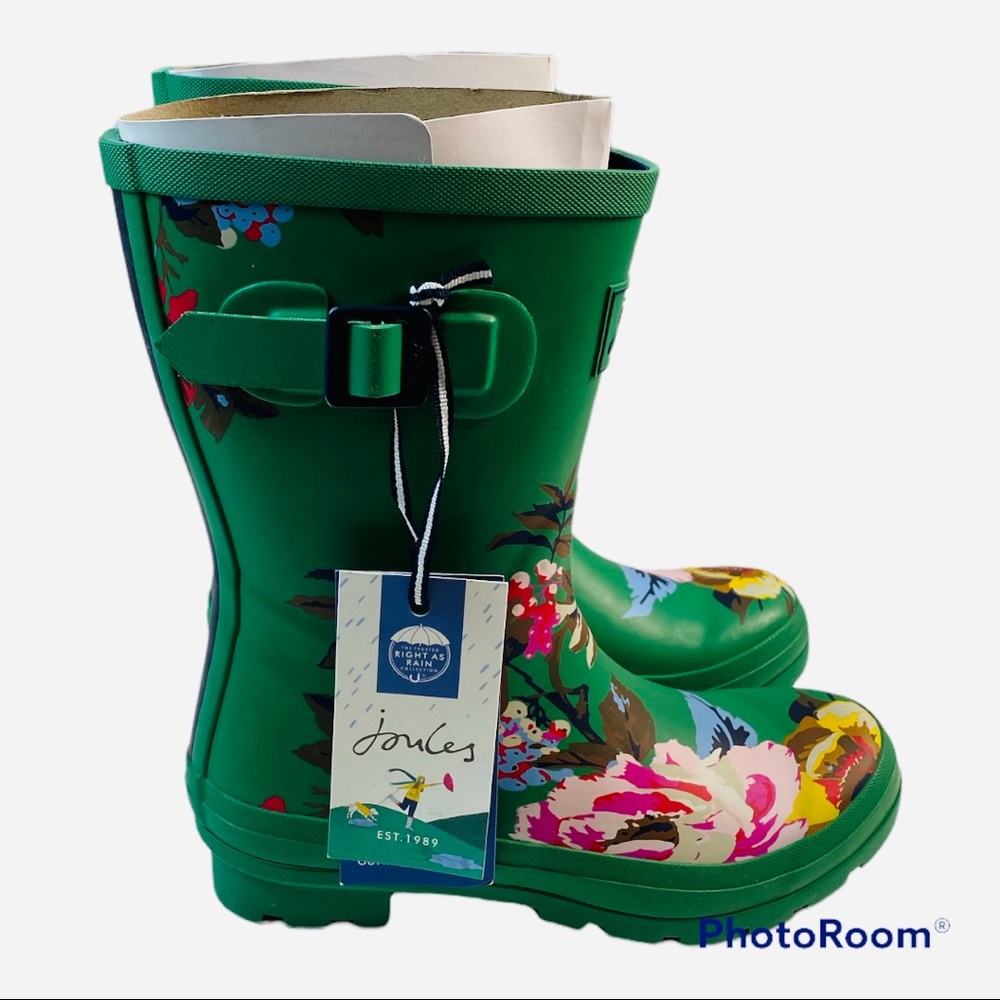 NWT JOULES "Floral"mid calf rainboots size 9